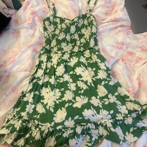 Green and White Floral Summer Dress
